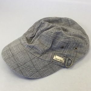 Calvin Klein Paid Gray Buckle NewsBoy Cap Hat
